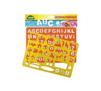 Set créatif 2 pochoirs en plastique alphabet, chiffres, formes avec feuille modèles
