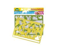 Set créatif 2 pochoirs en plastique animaux ferme avec feuille modèles