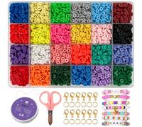 Set Créatif avec 5.500 Perles Plates – Bijoux DIY avec Accessoires, Fils & Idées pour Enfants, Ados et Adultes