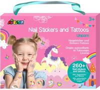 Set créatif de stickers pour ongles & tatouages, motif : licorne, autocollants temporaires pour enfants à partir de 3 ans