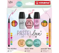 Stabilo Pastel Love Mini World Pen 68/point 88/boss 18 Units Multicolore