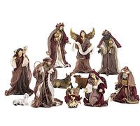 Set crèche de Nativité complet en tissu et en résine, 11 personnages (Cm. 28,5)