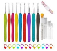 Set Crochet Tricot - 9pcs - Kit Crochets En Avec PoignéE Douce En Caoutchouc - 20 Marquages De Points De Verrouillage - Aiguille Haute Qualité Et Sachet De Rangement