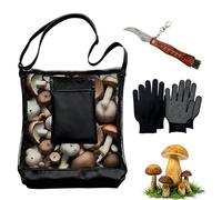 Set Cueillette Champignons : Couteau Avec Brosse, Gants Antidérapants, Sac Pliable En Bandoulière. 4 Pièces Idéal Pour Randonnée, Camping & Plein Air