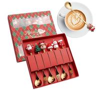 Set Cuillère Et Fourchette De Noël - 6PCS Couverts À Dessert En Acier Inoxydable Avec Motifs Père Noël, Bonhomme De Neige Et Sapin | Coffret Vaisselle Festive Pour Café, Thé, Dessert Et Réception