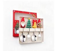 Set Cuillères Fêtes Acier Inoxydable Motifs Sapin 4pcs(Silver)