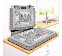 Set cuisine couvre-four 40 x 50 cm + couvre-cuisinière 46 x 70 cm 100 % microfibre hypoallergénique design cœurs métalliques et fantaisie Tartan Balze - Protection complète impression numérique 4K