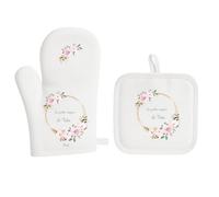 Set Cuisine et manique de Cuisine personnalisés Tata- Cadeau de Noël Tata- « La Petite Cuisine de Tata» - Couronne de Fleurs - Idée Cadeau Noël Personnalisable