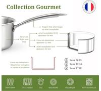 - Set Cuisson Et Coutellerie - Gourmet - Compatible Tous Feux Dont Induction - Acier Inoxydable - Poignée Fixe - Sans Pfas, Ptfe, Pfoa - Made In France, Gris