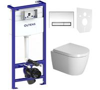 Set cuvette de WC Duravit ME by Starck 2530090000, châssis encastré avec bouton et joint Oltens Triberg 58300100, 0020190000