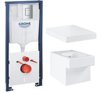 Set cuvette de WC Grohe Cube Ceramic 3924500H, châssis encastré avec bouton et joint Grohe Solido 39930000, 39488000