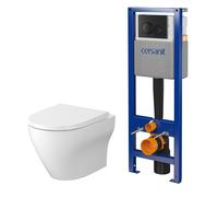 Set cuvette WC avec abattant à descente lente Cersanit Larga S701-885, châssis encastré avec bouton de chasse d'eau Cersanit S701-779