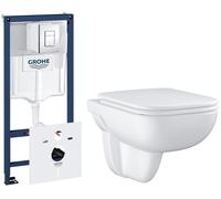 Set cuvette WC avec abattant à descente lente Grohe Start Edge 39815000, châssis encastré Grohe Rapid SL 38827000