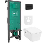 Set cuvette WC avec abattant à descente lente Hansgrohe EluPura Original Q 60289450, châssis encastré Hansgrohe iFrame universal 01022180, 66001670