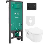 Set cuvette WC avec abattant à descente lente Hansgrohe EluPura Original S 60288450, châssis encastré Hansgrohe iFrame universal 01022180, 66002670