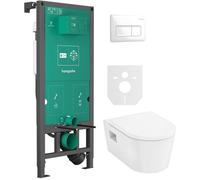 Set cuvette WC avec abattant à descente lente Hansgrohe EluPura Original S 60288450, châssis encastré Hansgrohe iFrame universal 01022180, 66001700
