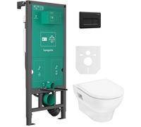 Set cuvette WC avec abattant à descente lente Hansgrohe GladeLake S 60309450, châssis encastré Hansgrohe iFrame universal 01022180, 66001670