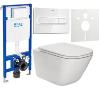 Set cuvette WC avec abattant à descente lente Roca Gap A34H470000, châssis encastré Roca Duplo One A890070020, A890195000, A890063000