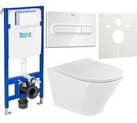 Set cuvette WC avec abattant à descente lente Roca Gap Round A34H0N8000, châssis encastré Roca Duplo One A890070020, A890195000, A890063000