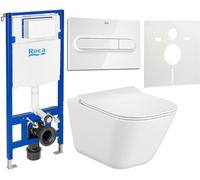 Set cuvette WC avec abattant à descente lente Roca Gap Square A34H472000, châssis encastré Roca Duplo One A890070020, A890195000, A890063000