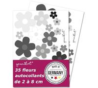 Set d’autocollants fleurs petites fleurs gris I autocollants Flower-Power pour scooter vélo notebook laptop autocollant voiture I résistant aux intempéries I kfz244