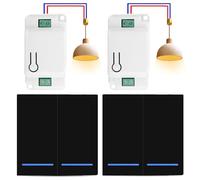 Set d’interrupteurs sans fil RF433, 230V, émetteur de sécurité et récepteur-contrôleur de 50M, interrupteur sans fil, installation simple pour lampes jusqu’à 2000W - 2 interrupteurs noirs et 2