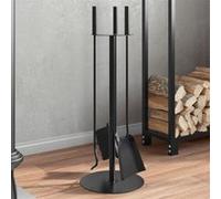 Set d’outils de cheminée 4 pcs 22x59 cm acier noir G