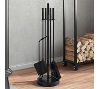 Set d’outils de cheminée 5 pcs 18x66 cm acier Noir G