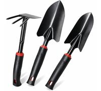 Set d’Outils de Jardin 3 Pièces avec Poignées Antidérapantes, Pelle, Transplantoir et Binette Double en Acier Inoxydable pour Planter, Creuser, Désherber, Potager, Balcon et Serre