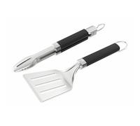 Weber Set d’ustensiles de Barbecue Portable (2 pièces) / composé d’Une Pince et d’Une spatule, Compatible Lave-Vaisselle - Argent/Noir (3400213)