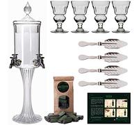 Set d'Accessoires Absinthe "Heure Verte" | 1x Fontaine à Absinthe | 4x Verres à Absinthe | 4x Cuillères à Absinthe | 1x Sachet de Sucre