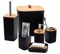 Set d'Accessoires de Salle de Bain 6 pièces Poubelle Distributeur de Savon Avizar Noir