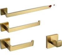 Set d'accessoires de salle de bain en acier inoxydable, finition or brossé, taille 600 mm, kit de 4 pièces.60cm