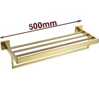 Set d'accessoires de salle de bain en acier inoxydable, finition or brossé, taille 600 mm, porte-serviettes 60 cm