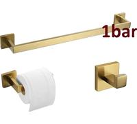 Set d'accessoires de salle de bain en acier inoxydable, finition or brossé, taille 600 mm, set de 3 pièces 60 cm
