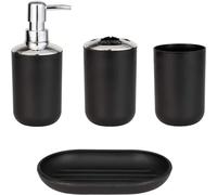 Set d'accessoires de salle de bain Noir 4 pièces distributeur de savon porte-savon porte-brosse à dents gobelet lavabo set salle de bain WC rangement toilette