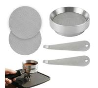 Set d'Accessoires Espresso 51mm : 2x Puck Screen en Acier Inoxydable, 1x Anneau de Dosage & 2x Outils de Démontage pour Panier Porte-filtre, Accessoires Café, Argent