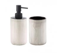 SET D'ACCESSOIRES LAVABO POUR BROSSES À DENTS ET SAVON GRIS CLAIR NAMBINO