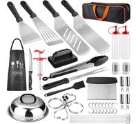 Set d'accessoires pour barbecue 38 pièces, BBQ Set d'outils pour barbecue en acier inoxydable pour la famille et les amis Camping Party, outils pour barbecue avec sac de rangement portable et paquet c
