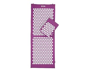Set d'acupression VITAL XL bleu: tapis d'acupression (130 x 50 cm) et coussin d'acupression (33 x 28 cm) + sac de transport en nylon. Housse 100% coton et fleurs en plastique dur hypoallergénique ABS (Aubergine)