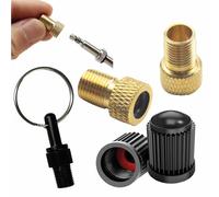 Set d'Adaptateurs de Valve de Vélo Pitlane Performance®; Adaptateurs en Laiton pour Valves Presta Dunlop; Adaptateur Presta-Schrader + Bouchons de Valve (Ensemble de 5 (y Compris Le Porte-clés))