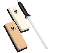 Set d'Aiguisage Skerper Basic Grain SH004 180/600/1000/3000 Avec Fusil d'Aiguisage en Céramique, Set de Base Pour Débuter avec l'Aiguisage