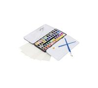 Set d'Aquarelle 48 Couleurs dans une Boîte Portable, 3 Pinceaux, 1 Crayon 2B,