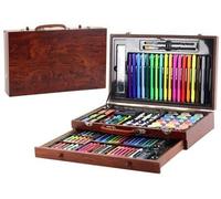 Set d'art dans un coffret en bois 123 éléments Crayons-feutres, peinture
