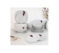 Set d'assiettes à manger 18 pcs Leonardo Collection blanc-bordeaux