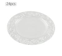 Set d'assiettes en argent 24 pièces assiettes rondes réutilisables pour les mariages, les fêtes de famille et les jours fériés