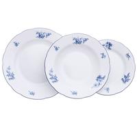 Set d'assiettes, Thun, Rose, rose bleue, 18 pièces