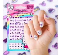 Set d'autocollants pour les ongles Hello Kitty - 72 autocollants + 24 pierres - Officiellement sous licence