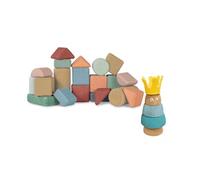- Set de 1 coffret de 20 blocs de construction avec 1 jouet à empiler Roi en liège pour tout-petits - Dès 18 mois