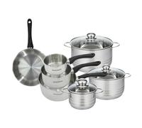 Set de 1 poêle 20 cm, 3 casseroles 12 16 20 cm et 3 faitouts 16, 20 et 24 cm en inox Geneva Fackelmann
